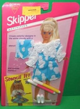 Mattel - Barbie - Skipper Activities - Stencil It! - Blue Dress - Doll